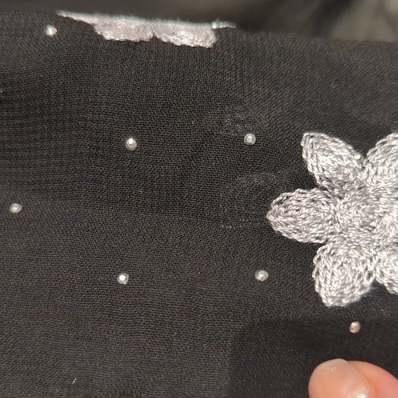Jessica McClintock Sheer Scarf Wrap Shoulder Cover Floral Bedazzled Blac… - Picture 4 of 8